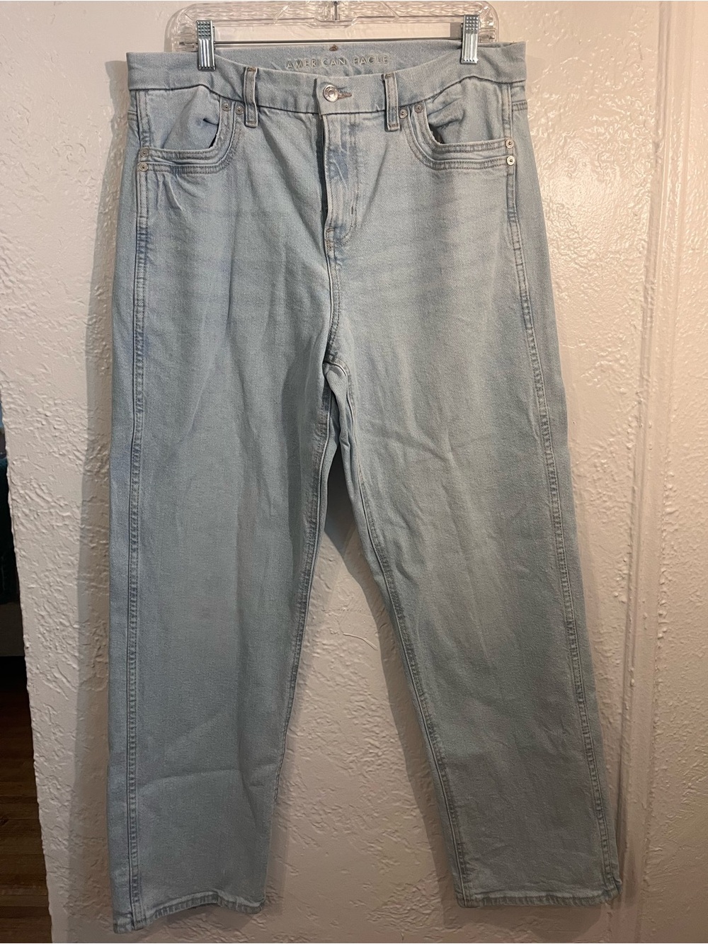 AE Light Wash Curvy Straight Leg Jeans